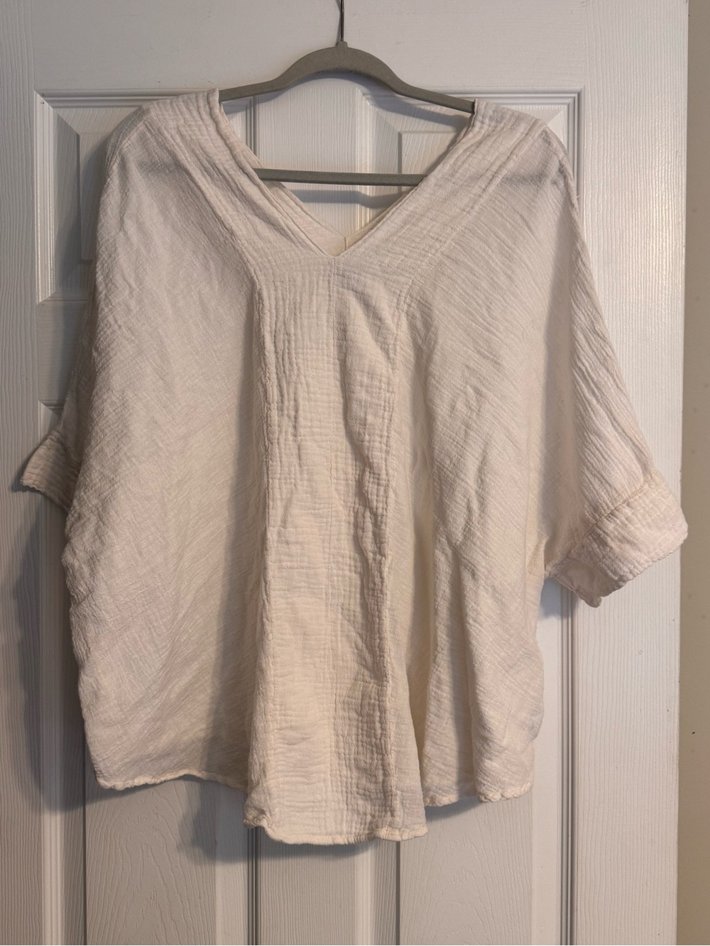 Vintage 90s Dunes Relaxed Fashion 100% Cotton Off White Light Weight Gauze Top L